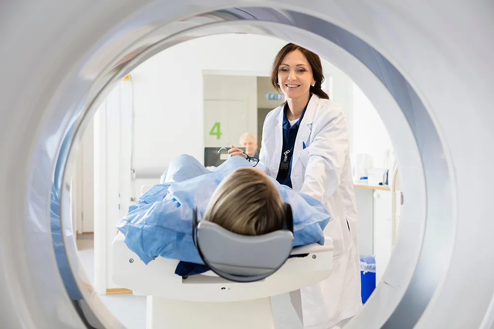 doctor doing an mri on a patient