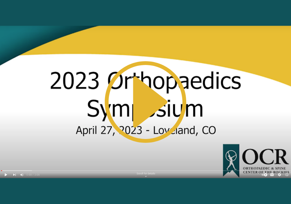 video that reads 2023 orthopaedics symposium, with video icon on top