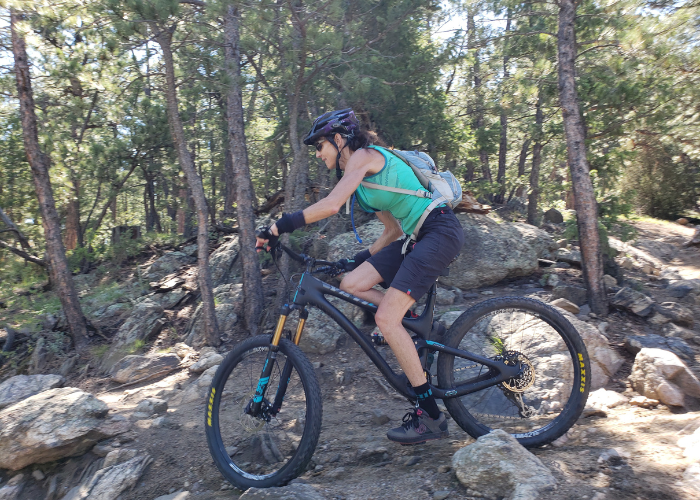 woman riding a mountain bike