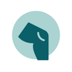 An icon depicting a simplified, abstract drawing of a bent arm flexing, set against a light teal circular background. The arm is filled with a dark teal color, and a curved line near the elbow indicates muscle definition.